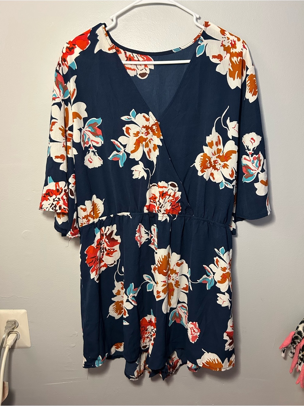 Women’s Floral Navy V-Neck Romper